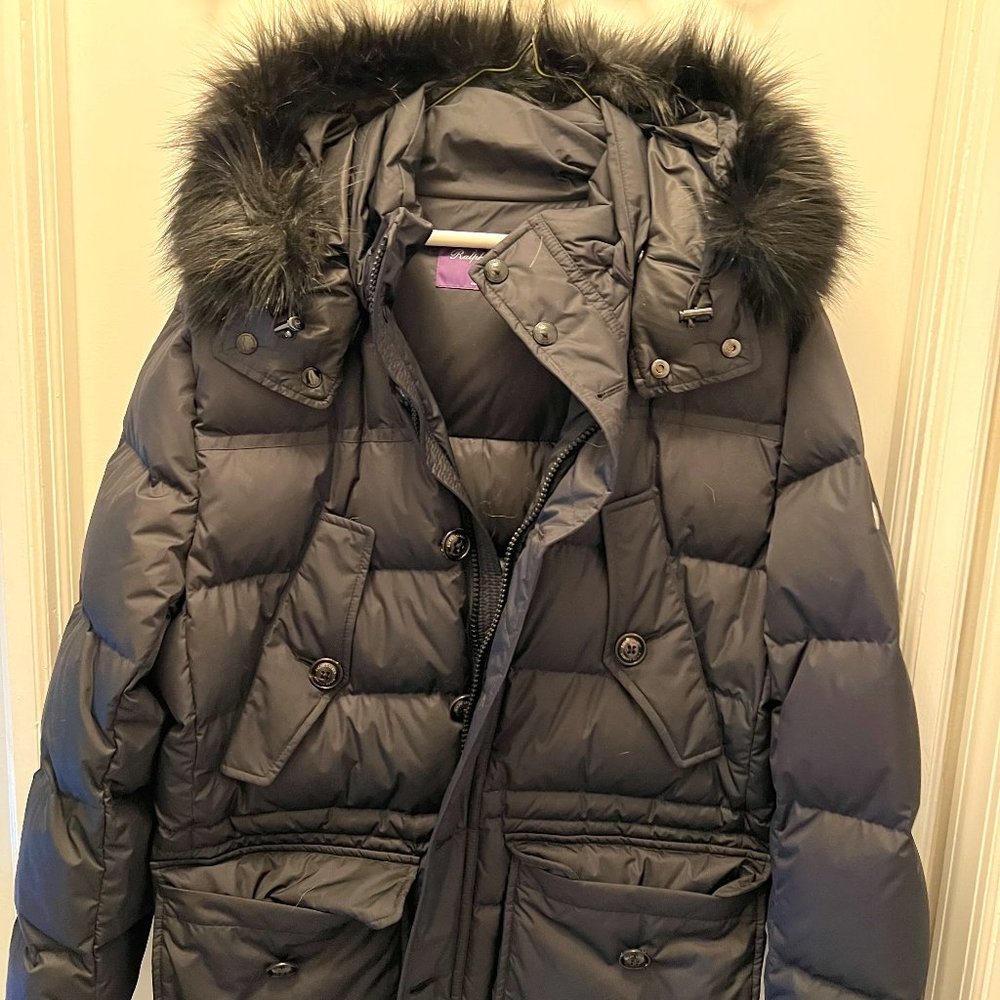 Ralph Lauren (RLX) Faux Fur Hooded Trim Down/Puffer Coat